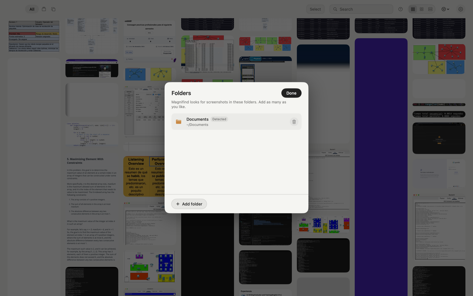 Magnifind watching your screenshot folders